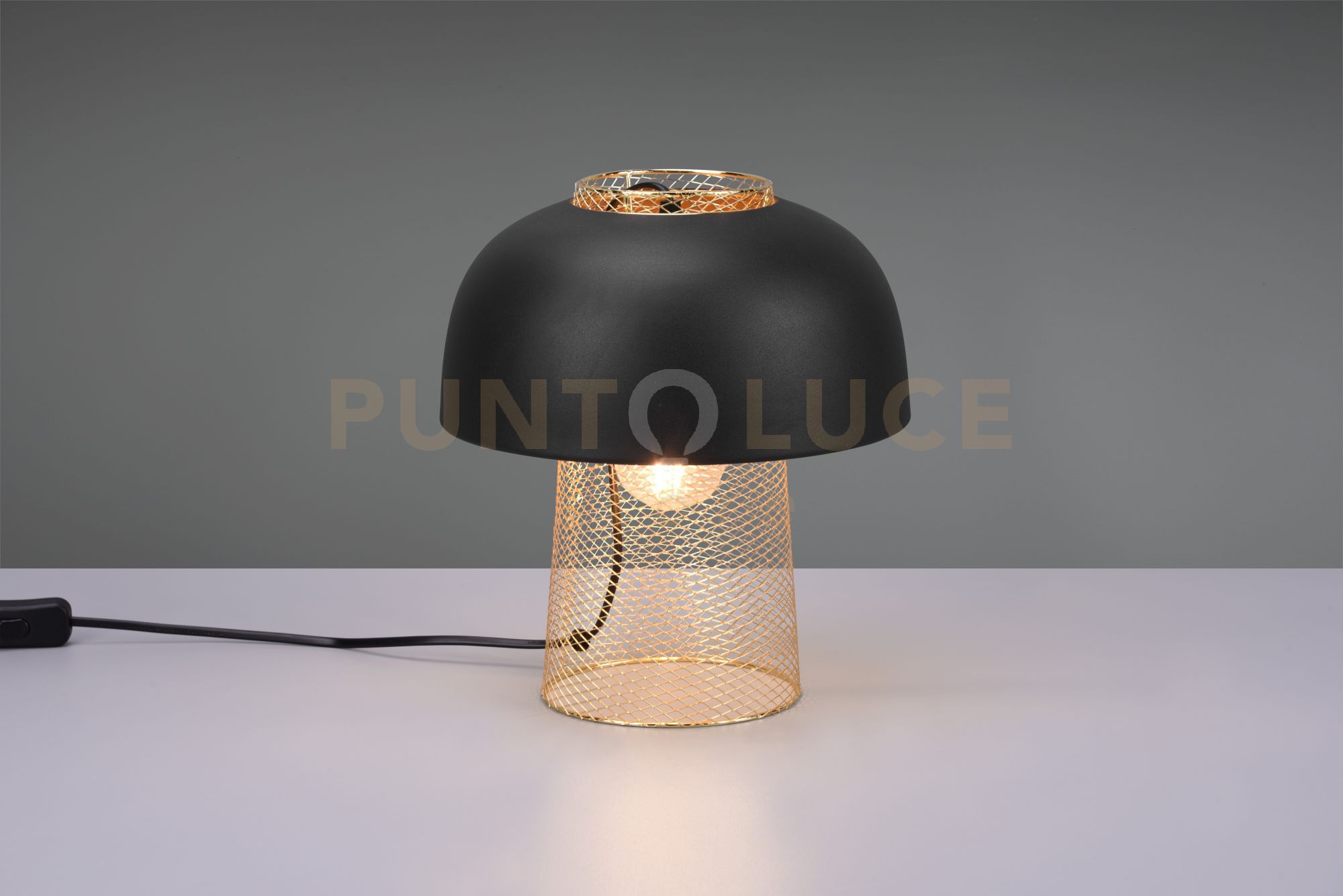 foto del prodotto punch lampada da tavolo in metallo nero e oro h. 28cm 1 luce attacco e27