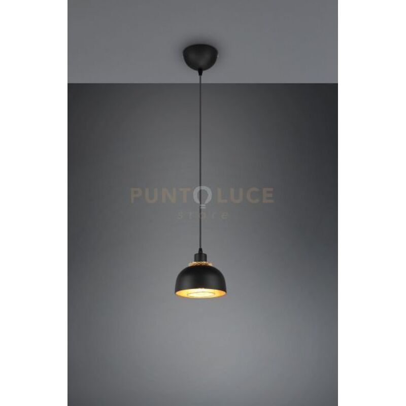 foto del prodotto punch sospensione metallo nero e oro d. 18cm 1 luce attacco e27