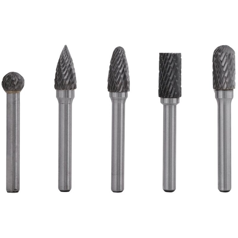foto del prodotto punta da trapano 5 frese fresa per smerigliatura in acciaio al tungsteno gambo da 6 mm testa da 10 mm kit di frese rotanti frese rotanti in carburo