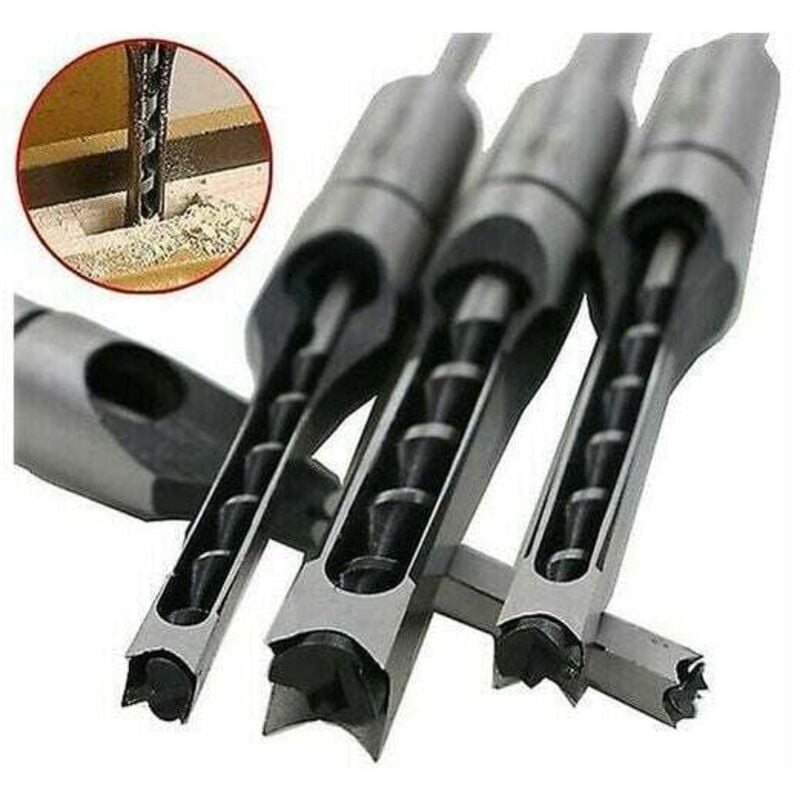 foto del prodotto punta da trapano per foro quadrato per la lavorazione del legno strumento di perforazione per tenone a scalpello cavo set completo