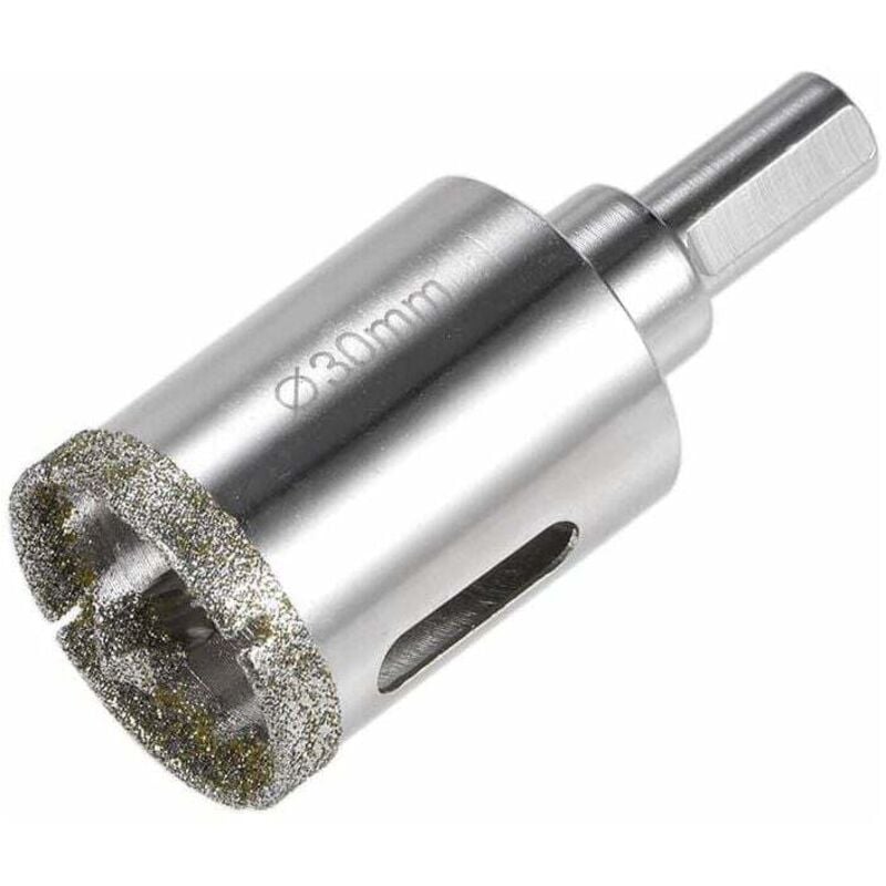 foto del prodotto punta da trapano per vetro diamantato con punta di posizionamento centrale per vetro, ceramica, porcellana, piastrelle, 30 mm