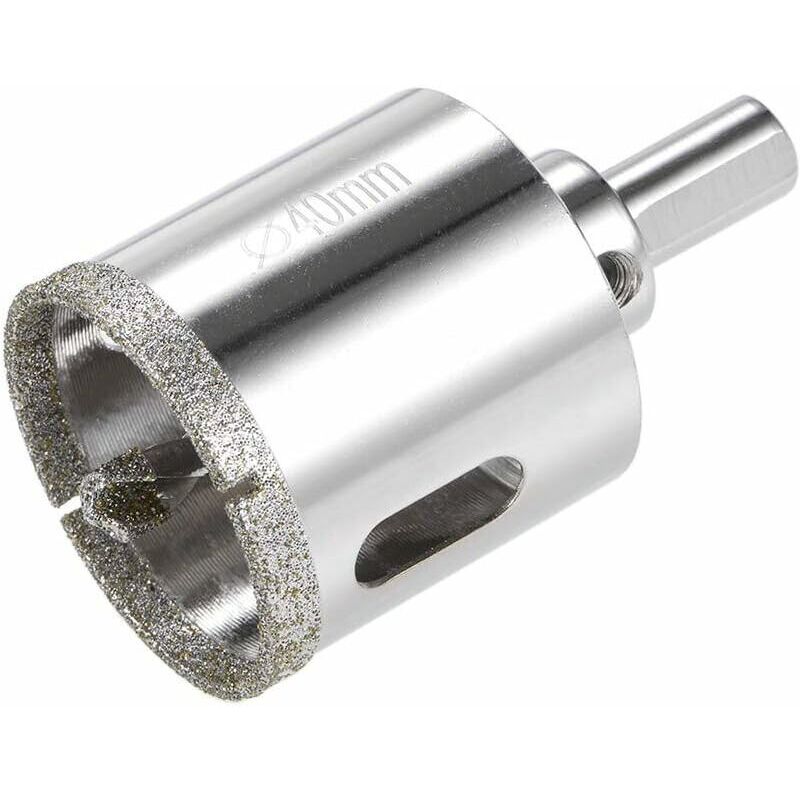 foto del prodotto punta da trapano per vetro diamantato con punta di posizionamento centrale per vetro, ceramica, porcellana, piastrelle, 40 mm