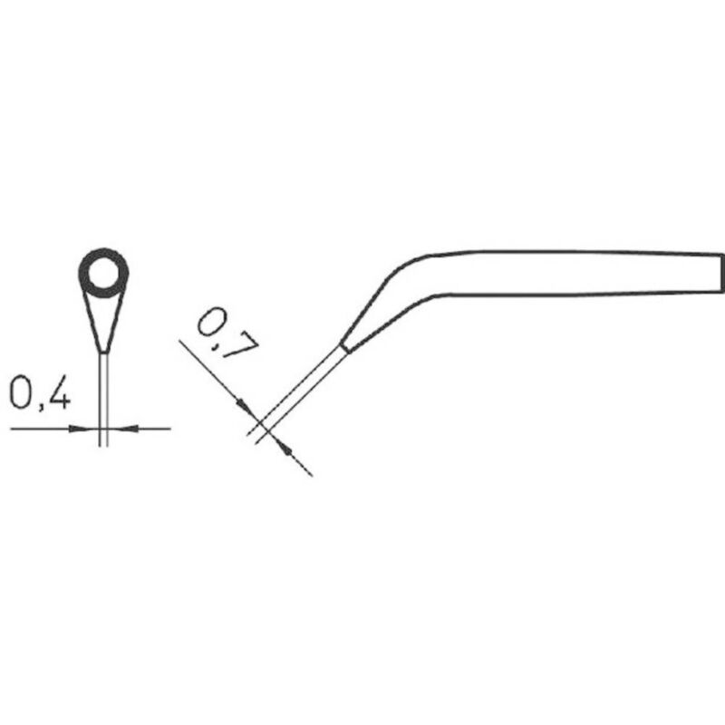 foto del prodotto punta di saldatura forma tonda, taglio sbieco 45 weller rtw2 dimensione punta 0.7 mm contenuto 1 pz. t005 44 652 99
