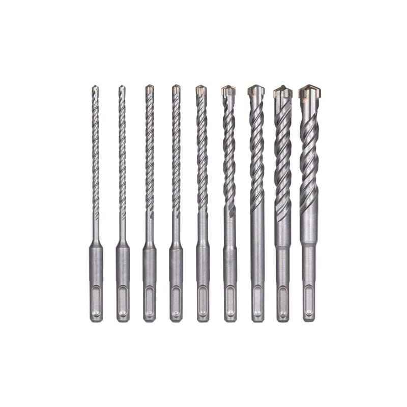 foto del prodotto punta per calcestruzzo, 9 pezzi 5 mm, 16 x 160 mm , punta per martello elettrico sds plus per trapani a percussione, punta a croce per mattoni,