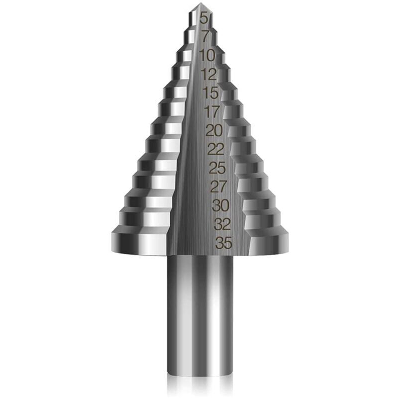foto del prodotto punta per trapano a gradini hss, punta per trapano a gradini con svasatura a doppia fessura 5 mm 35 mm con rivestimento in titanio, solida,