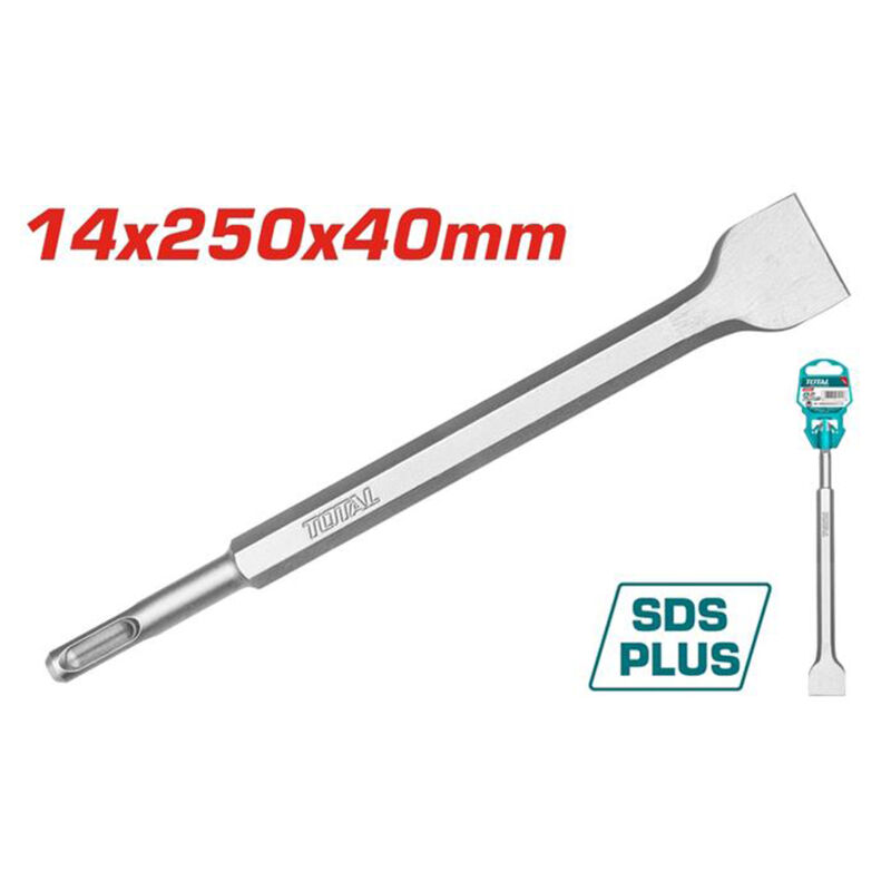 foto del prodotto punta scalpello piatto trapano martello tassellatore sds plus 14x250x40mm total