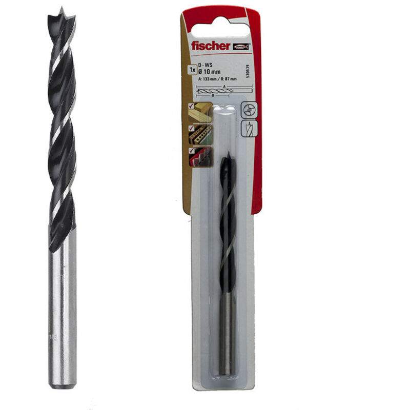 foto del prodotto punta trapano legno fischer pl 10k 10 mm punta in carburo lunghezza 133 mm