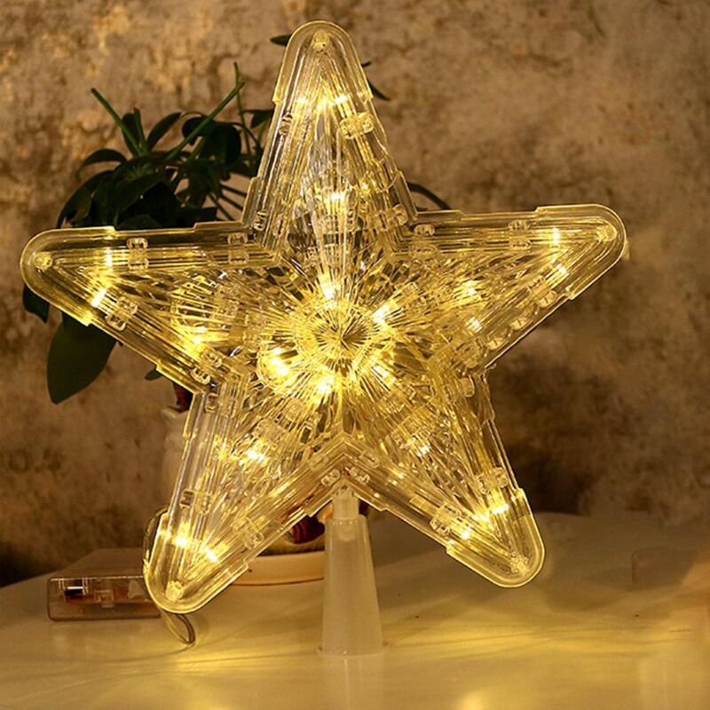 foto del prodotto puntale per albero di natale illuminato decorazione per albero di natale a led con stelle 3d scintillanti per interni, esterni, bar, negozi, uffici
