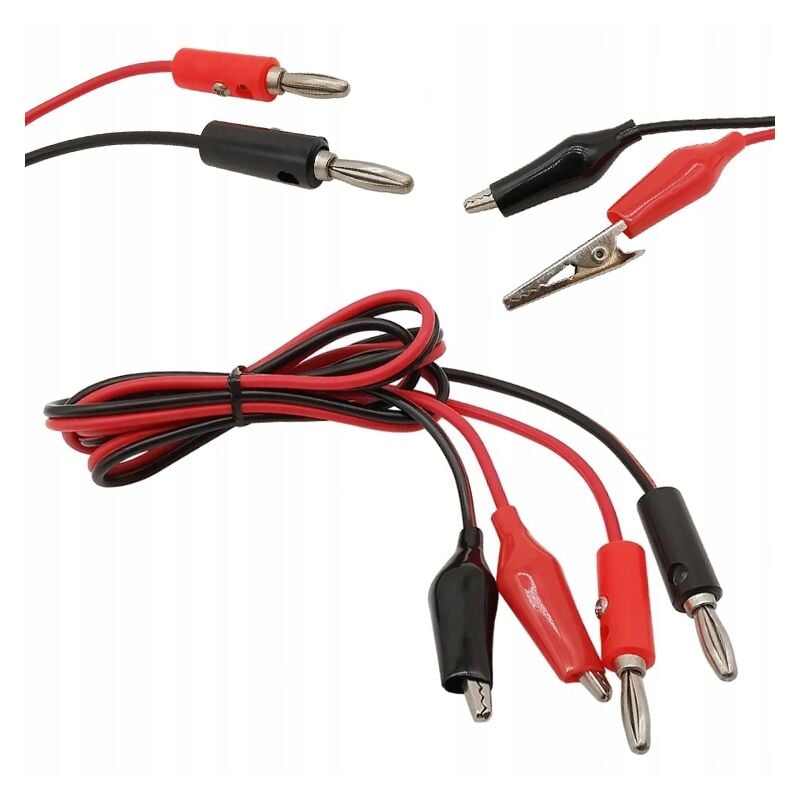 foto del prodotto puntali per multimetro alimentatore da laboratorio 100 cm 2 clip a coccodrillo da 35 mm cavo con clip a coccodrillo 2 pezzi nero e rosso 