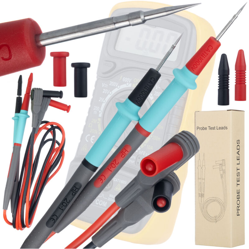 foto del prodotto puntali per multimetro da 1000 v 20 a, punta pin affilato, isolamento in silicone