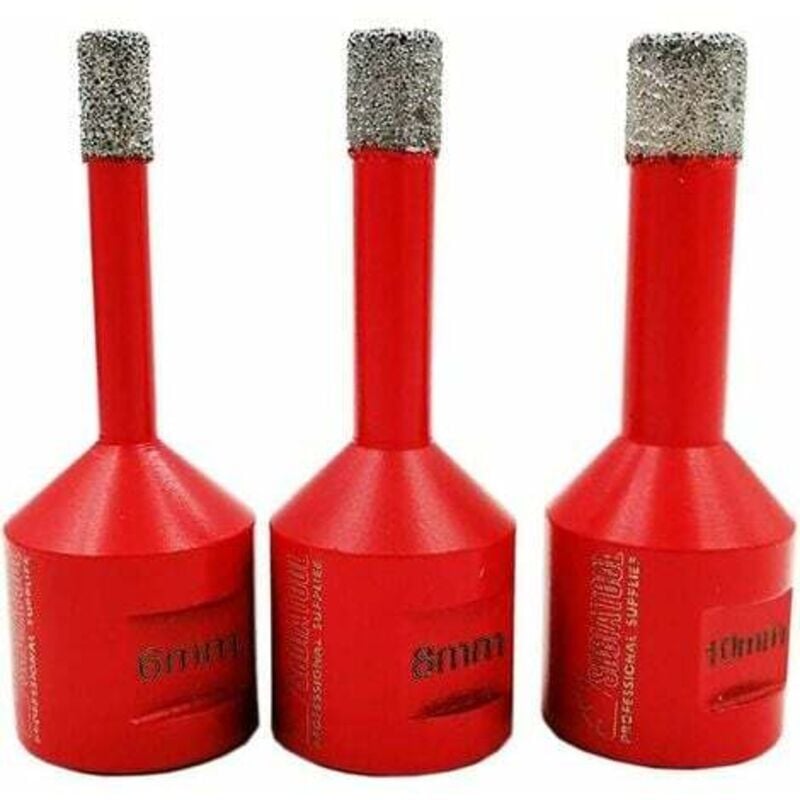 foto del prodotto punte diamantate 3 pezzi 6mm 8mm 10mm punte brasate sottovuoto con filettatura m14 per foratura a secco piastrelle in gres porcellanato granito