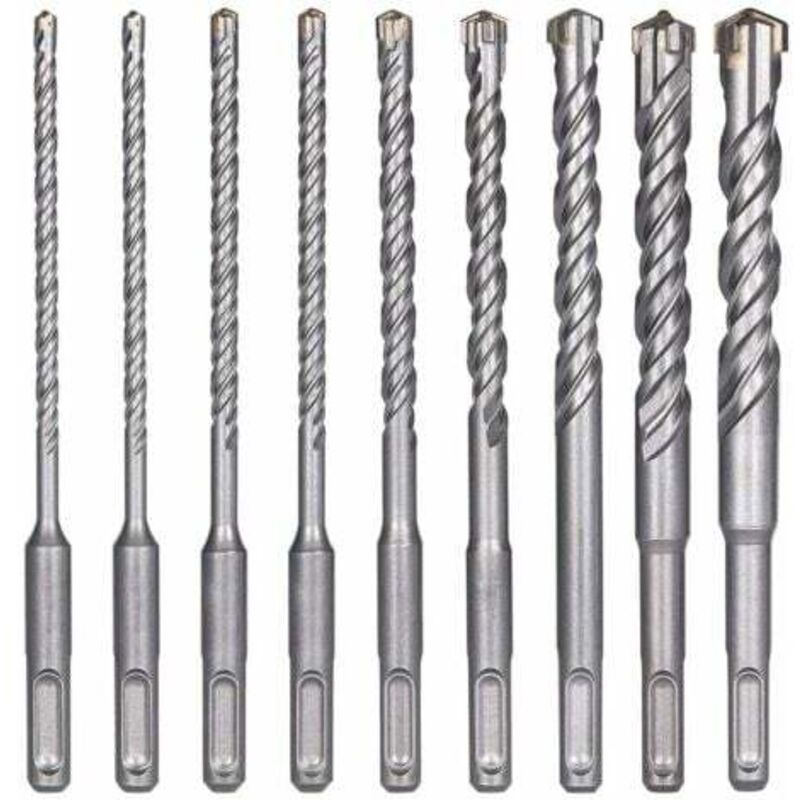 foto del prodotto punte per cemento, 9 pezzi 5 mm 16x160 mm punte per piastrelle, punte per martello elettrico sds plus per martello rotativo, punte per trapano a