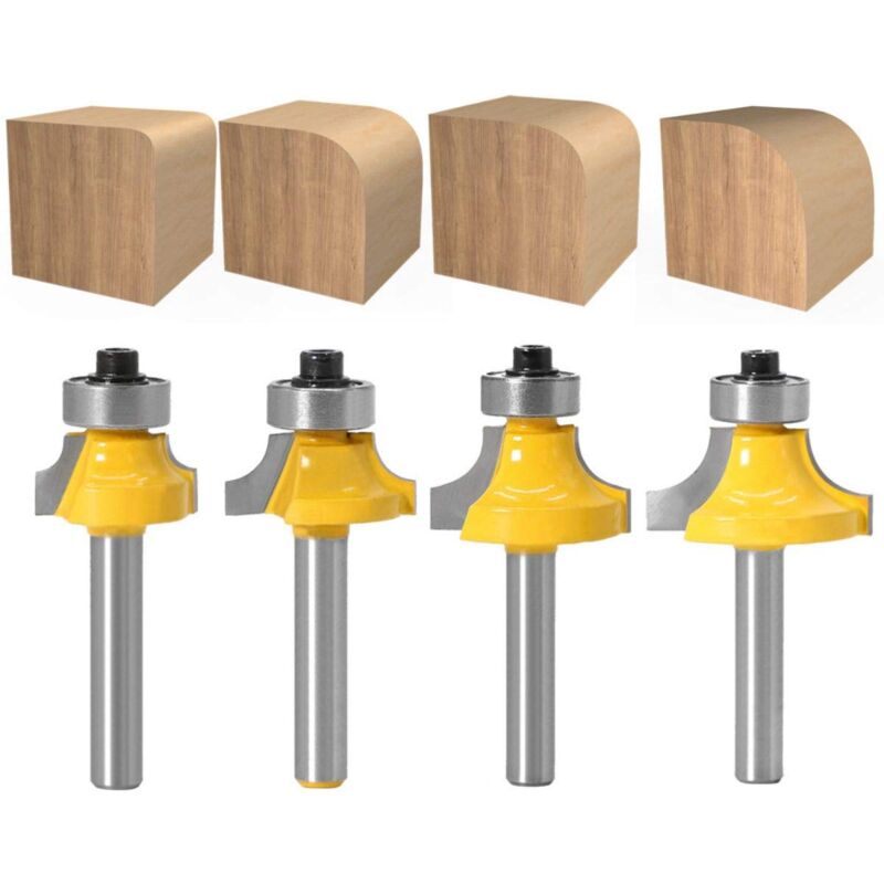 foto del prodotto punte per fresa arrotondate con gambo da 6 mm, punte per fresa con punta in carburo e cuscinetto per lavorazione del legno sollbry