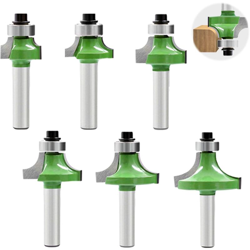 foto del prodotto punte per fresa da 8 mm, fresa a quarto di tondo con gambo da 8 mm, fresa frontale con cuscinetto, fresa per legno per fresatura di bordi per