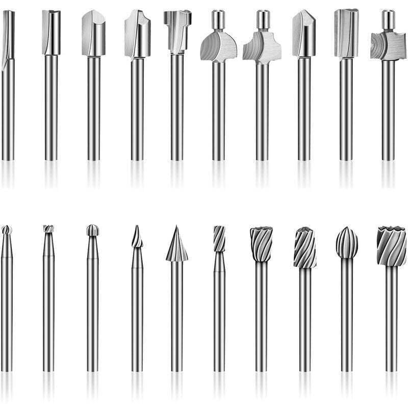 foto del prodotto punte per fresa hss, 20 pezzi 3 mm 1 8 punte per fresa hss frese per lavorazione del legno kit di accessori punte per fresa per multiutensile