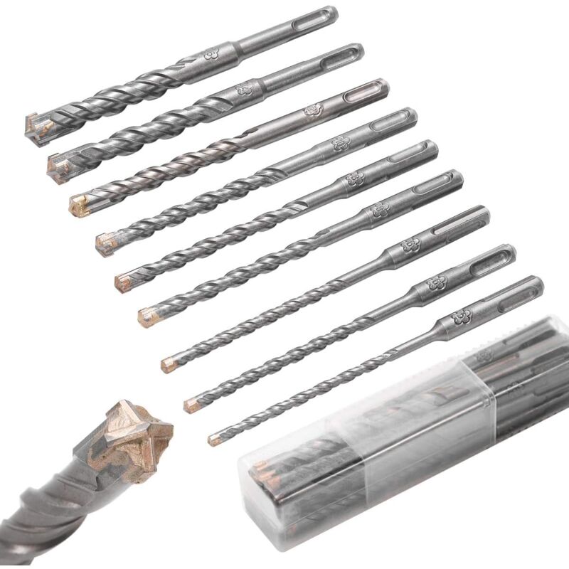foto del prodotto punte per trapano per calcestruzzo sds plus, set di punte per trapano da 5 mm a 16 mm x 160 mm per calcestruzzo, pietra e mattoni