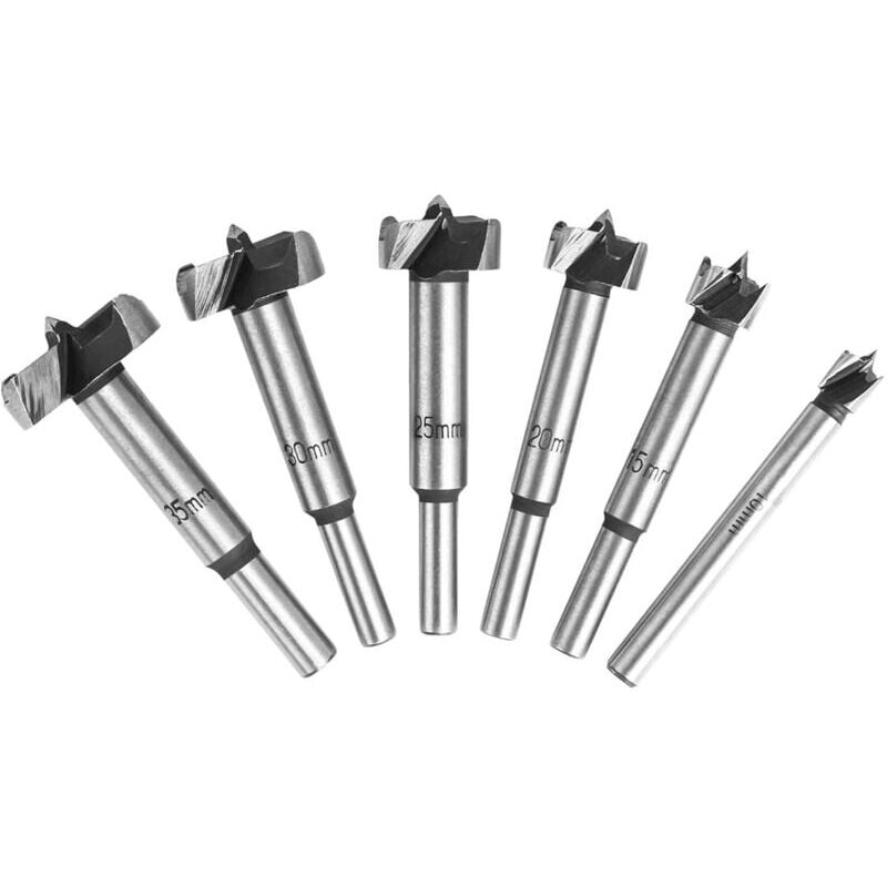foto del prodotto punte per trapano per legno, 6 pezzi 10 15 20 25 30 35 mm fresa per legno in carburo, installazione di porte sferiche in legno, cassetti, ti aiuta