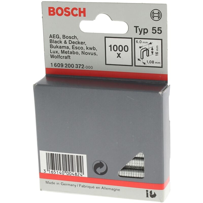 foto del prodotto punti metallici 16x6 mm tipo 55 per 1000 per cucitrice black decker