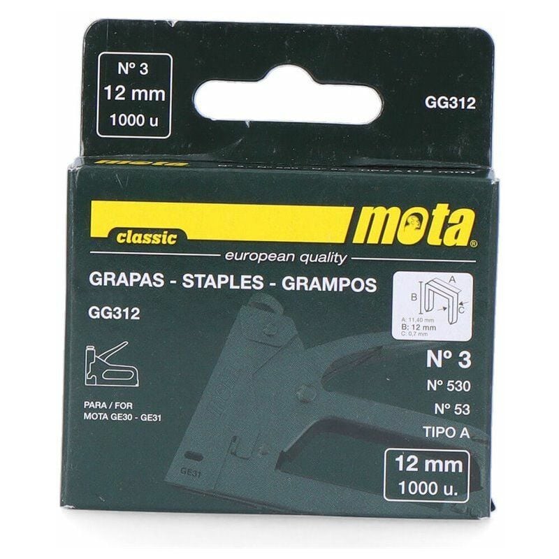foto del prodotto punti mota n. 3 12 mm 1000 unit . spessore 0,7 mm gg312