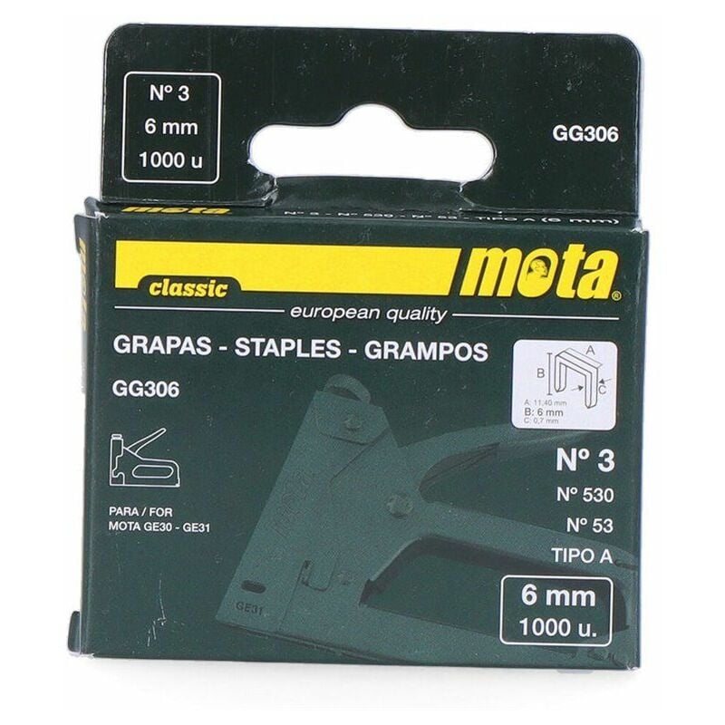 foto del prodotto punti mota n. 3 da 6 mm 1000 unit . spessore 0,7 mm gg306