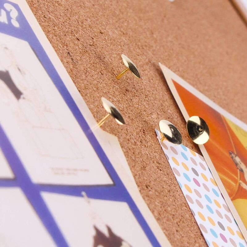 foto del prodotto puntine da disegno 500 pezzi, puntine da disegno rotonde da 3/8 di pollice in acciaio per ufficio, puntine da disegno per bacheca di sughero (oro)