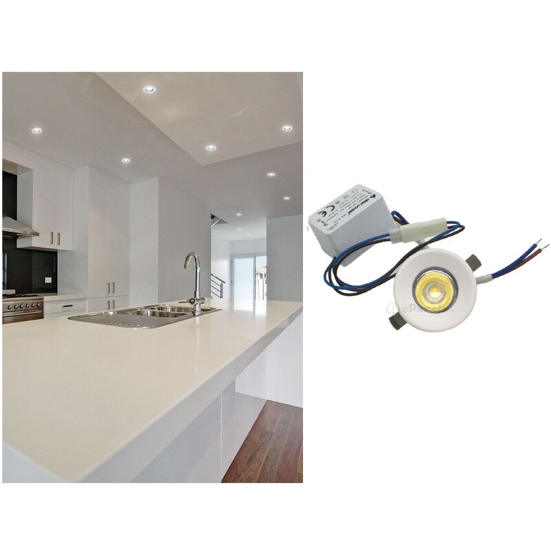 foto del prodotto punto luce led cob 1w bianco tondo segnapasso mini faretto da incasso con driver lampadina 220v bianco freddo