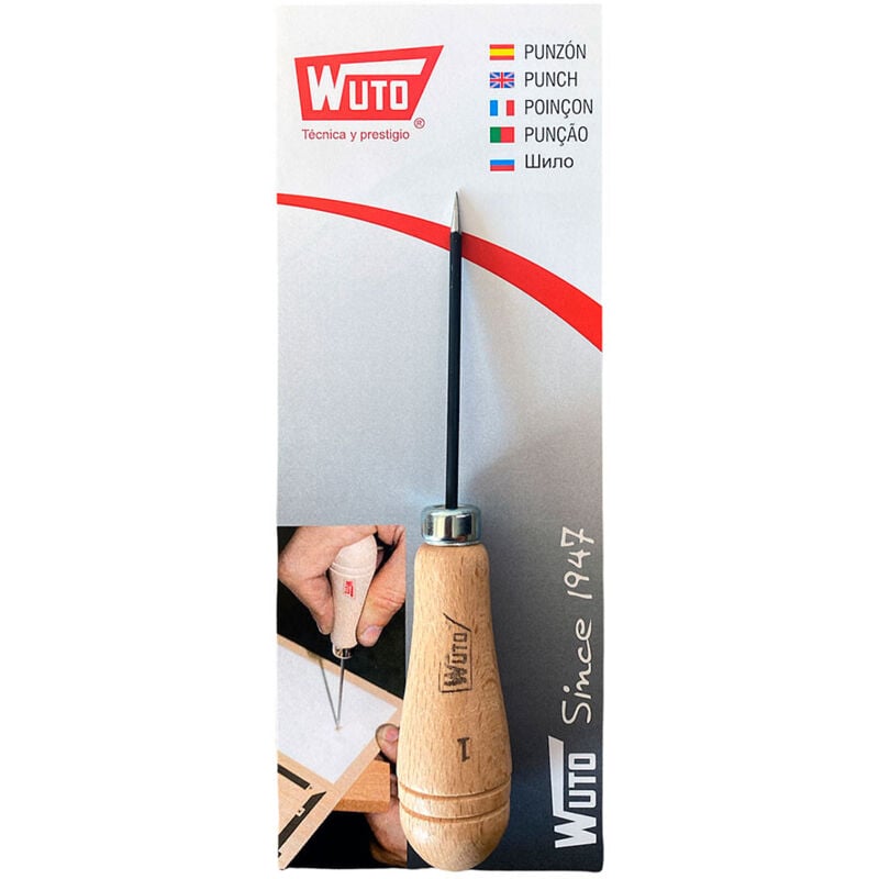 foto del prodotto punzoncino manico legno 2,7mm x 80mm manico legno wuto