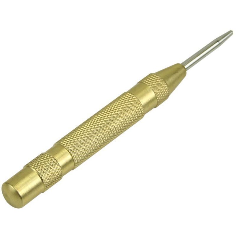 foto del prodotto punzone di posizionamento in metallo da 127 mm, punzone per finestre dorato, punzone centrale a molla per utensili manuali per la rottura di vetri di