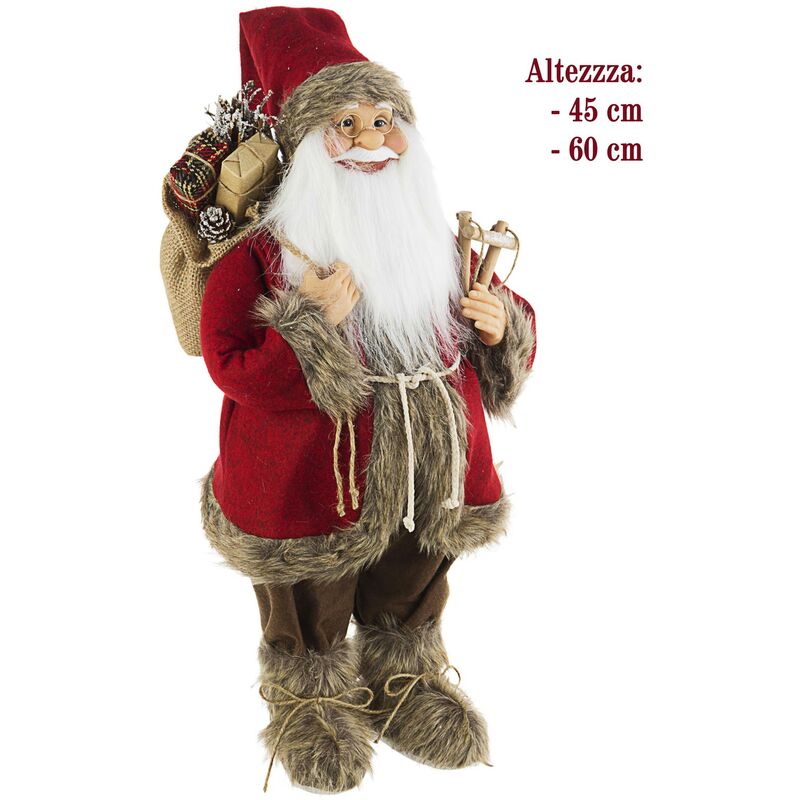 foto del prodotto pupazzo babbo natale holly rosso statuetta santa claus decorazione natalizia dimensioni h 60 cm