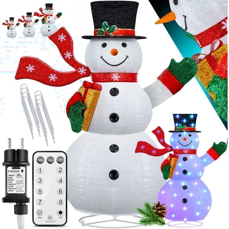 foto del prodotto pupazzo di neve a led con telecomando con 8 modalit di gioco colorato timer 24h figura natalizia illuminata decorazione natalizia per interni ed