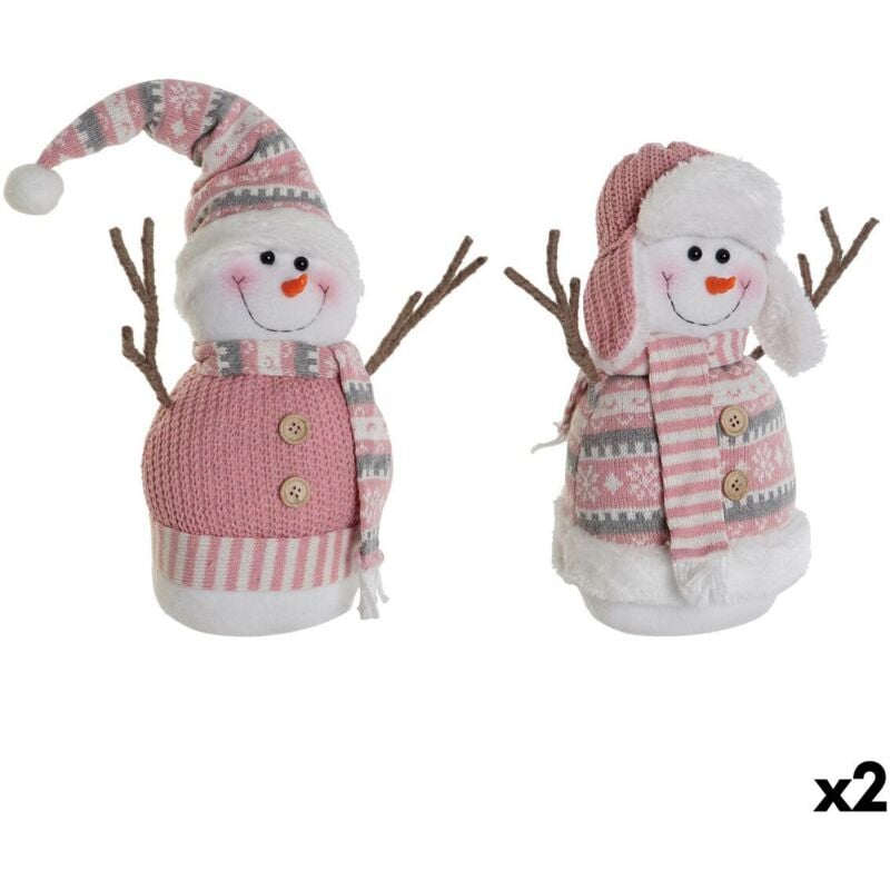 foto del prodotto pupazzo di neve dkd home decor bianco marrone rosa 30 x 16 x 33 cm (2 unità)