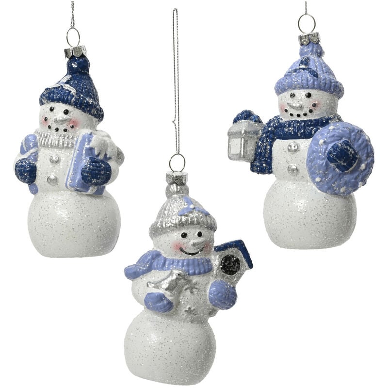foto del prodotto pupazzo di neve infrangibile colore blu e bianco assortito 3 varianti 1 pezzo, invio casuale 