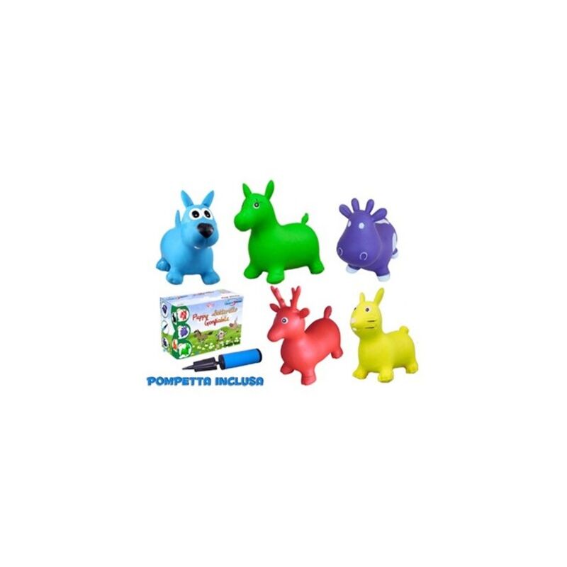 foto del prodotto puppy animaletti cavalcabili gonfiabili gomma saltarello giochi bimbi max 35kg modello cane azzurro