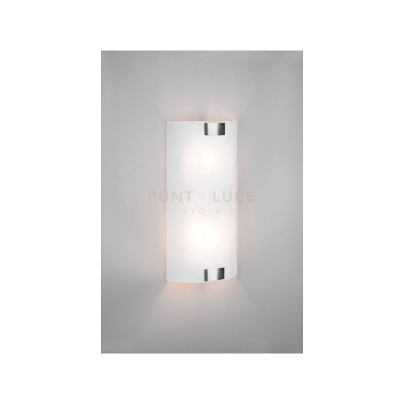 foto del prodotto pura applique vetro rettangolare ganci metallo acciaio l.20 x h.40cm 2 luci attacco e27