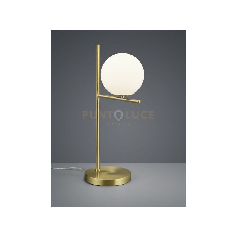 foto del prodotto pure lampada da tavolo metallo colore ottone opaco con sfera bianca h. 52cm 1 luce attacco e14