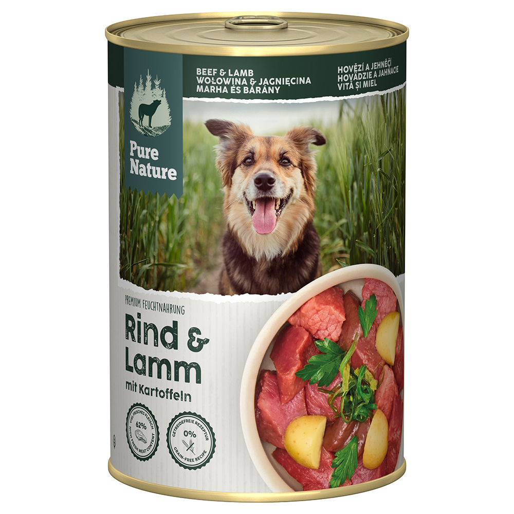 foto del prodotto pure nature adult 6 x 400 g alimento umido per cane manzo agnello