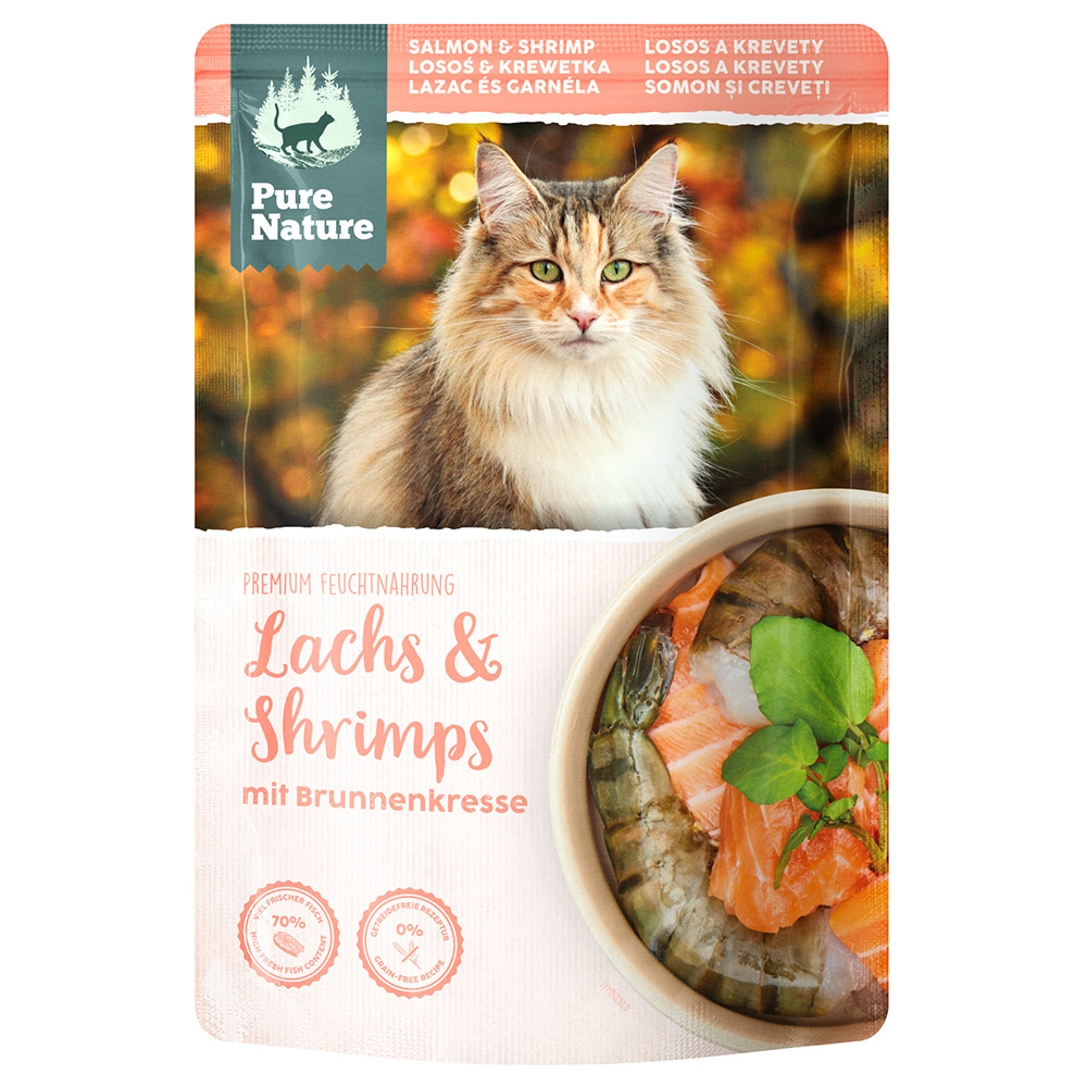 foto del prodotto pure nature cat salmone gamberi alimento umido per gatto 12 x 80 g