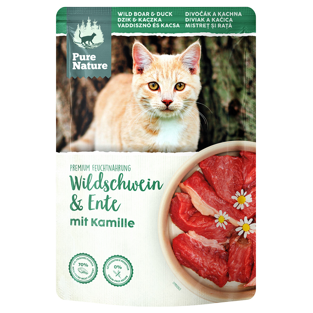 foto del prodotto pure nature feline 12 x 85 g alimento umido per gatto cinghiale anatra