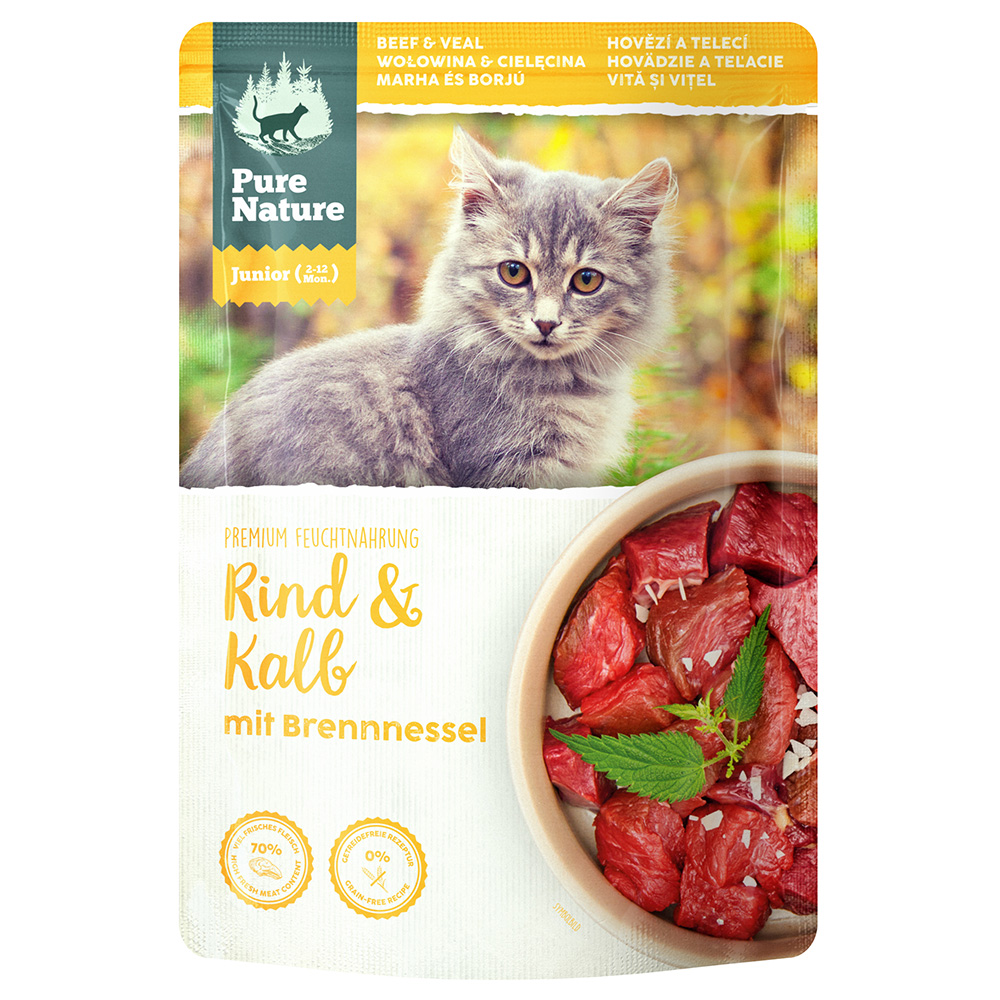 foto del prodotto pure nature junior cat manzo &amp; vitello alimento umido per gatto - 12 x 85 g