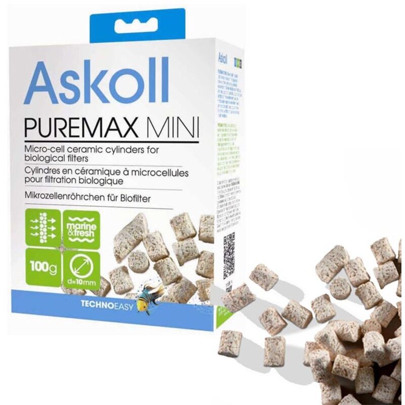 foto del prodotto puremax mini 100gr cannolicchi ceramici per filtraggio biologico askoll