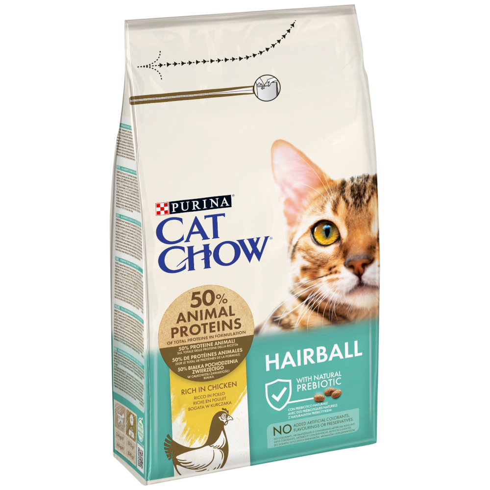 foto del prodotto purina cat chow hairball control ricco in pollo crocchette per gatto 1,5 kg