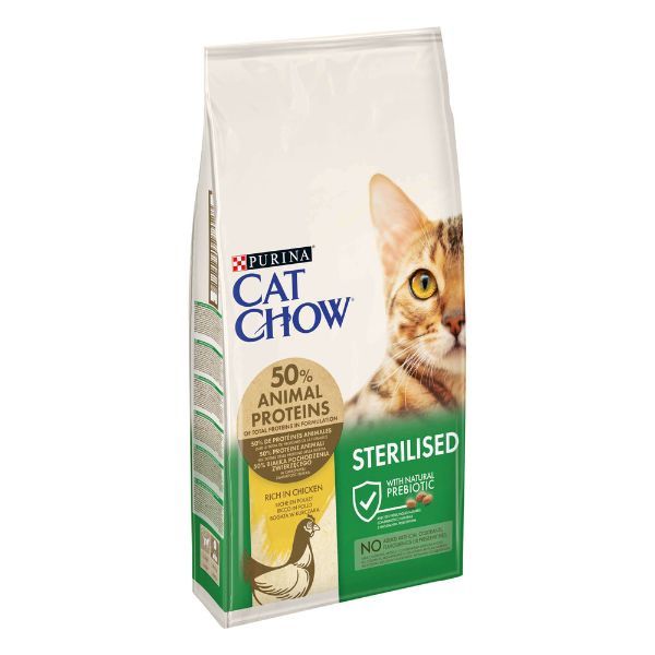 foto del prodotto purina cat chow sterilised ricco di pollo 10 kg croccantini per gatti 1 ordine scegli lo sconto bzr5 bzr20 200 punti fedelt 