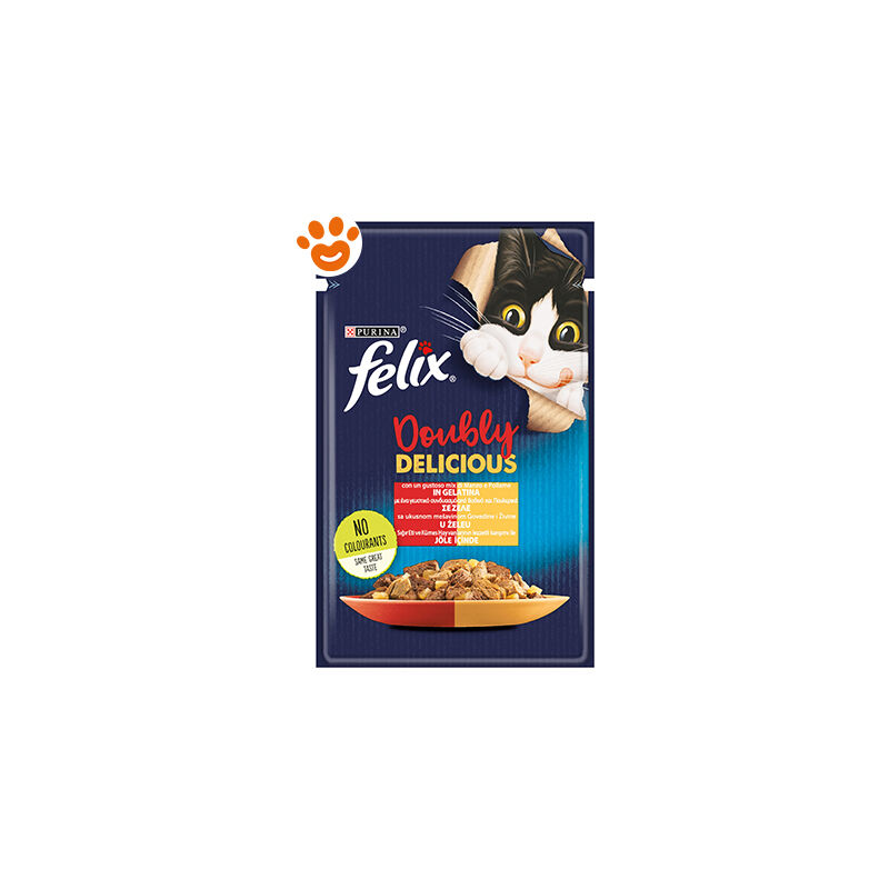 foto del prodotto purina cat felix doubly delicious manzo e pollame in gelatina cat felix doubly delicious manzo e pollame in gelatina bustina da 85 gr
