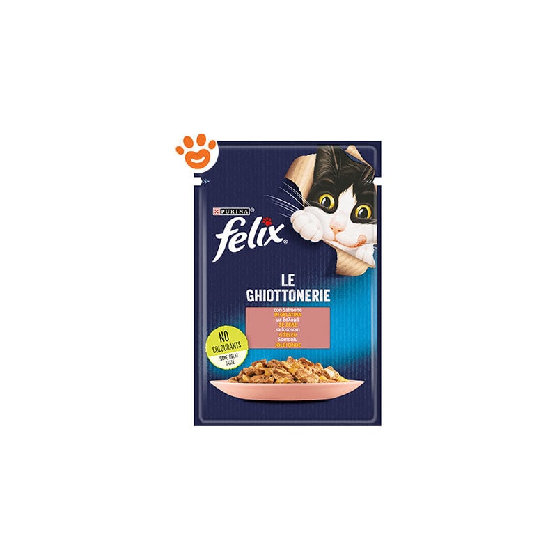 foto del prodotto purina cat felix le ghiottonerie salmone in gelatina cat felix le ghiottonerie salmone in gelatina bustina da 85 gr