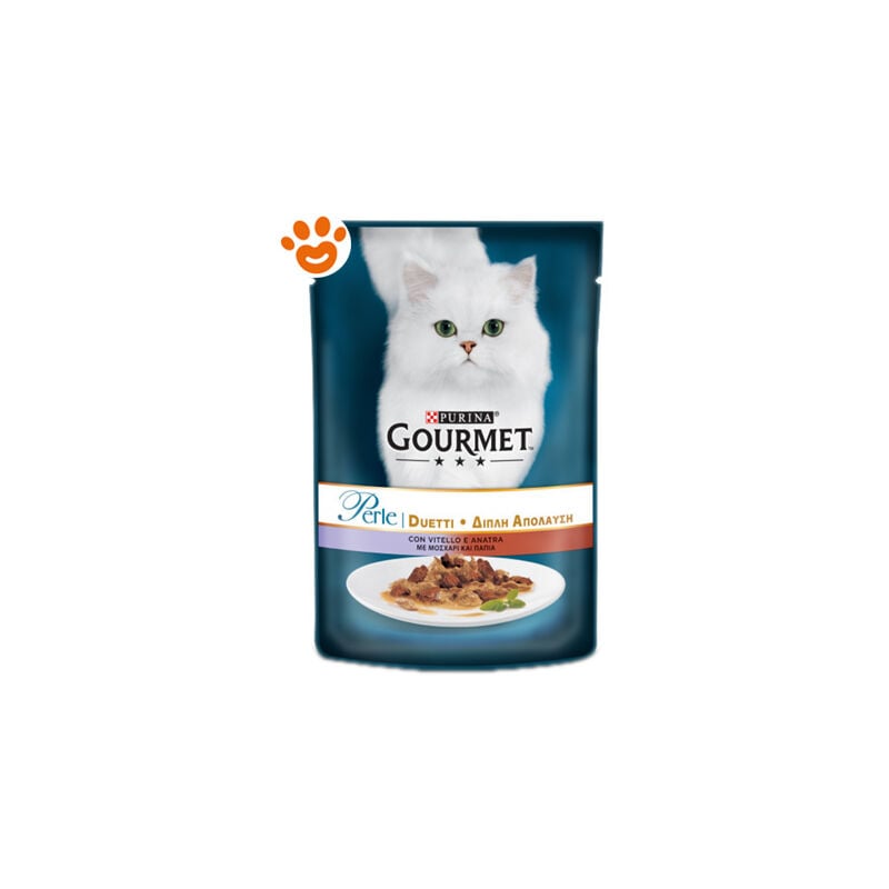 foto del prodotto purina cat gourmet perle duetti con vitello e anatra purina cat gourmet perle duetti con vitello e anatra bustina da 85 gr