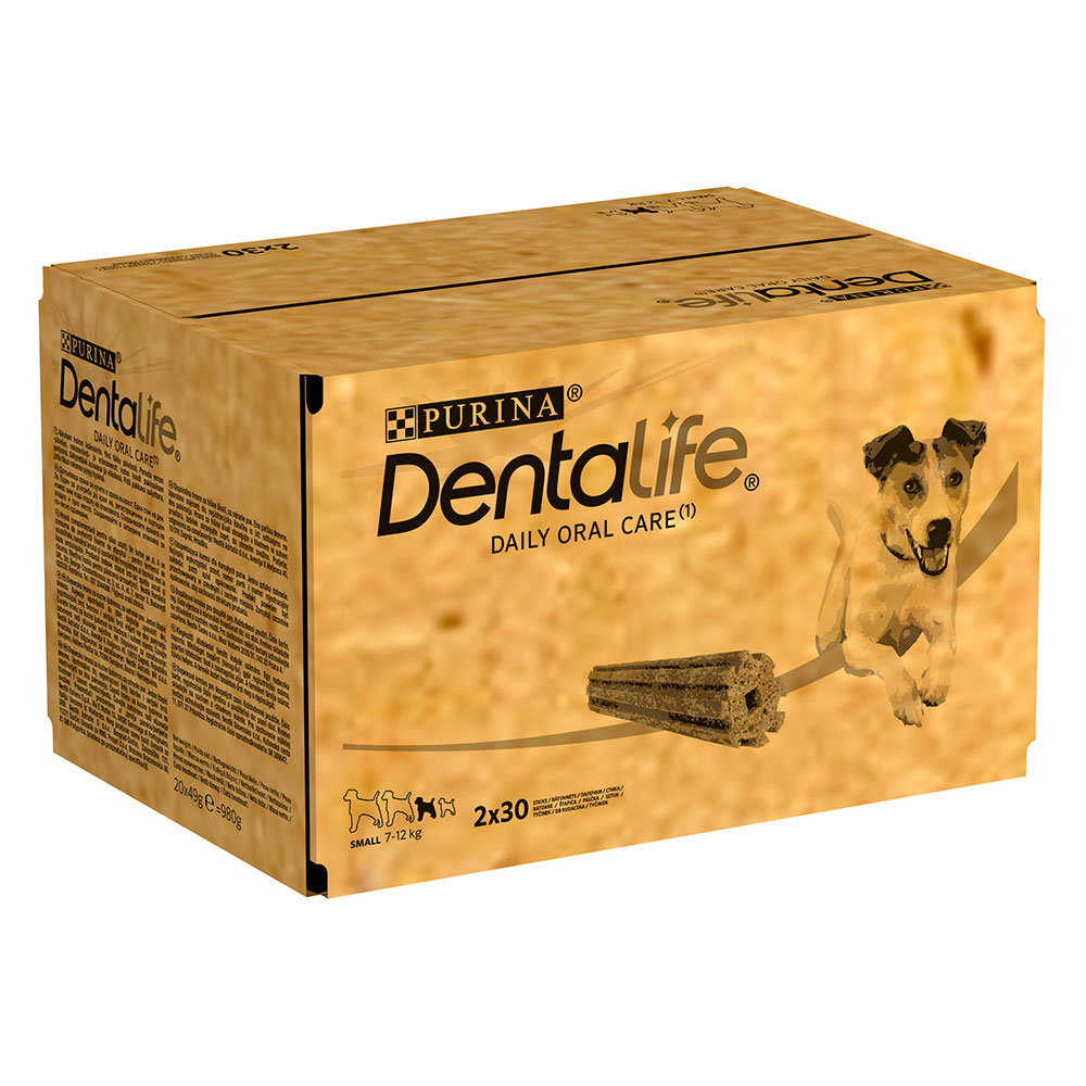 foto del prodotto purina dentalife snack per igiene dentale - 60 stick 20 x 49 g per cani di tg piccola 7-12 kg