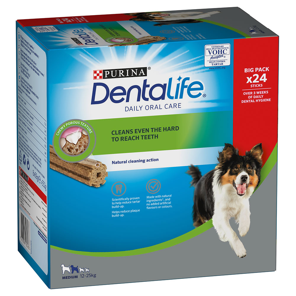 foto del prodotto purina dentalife snack per igiene dentale dei cani di tg media 12 25 kg 24 stick 8 x 69 g 