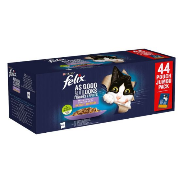 foto del prodotto purina felix ghiottonerie mixed selection multipack 44 pezzi da 85 gr 1 ordine scegli lo sconto bzr5 bzr20 200 punti fedelt 