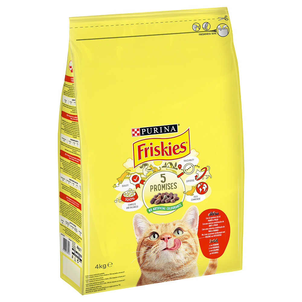 foto del prodotto purina friskies adult manzo e pollo con verdure crocchette gatto 1,5 kg