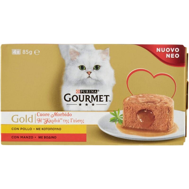 foto del prodotto purina gourmet gold pat con morbido cuore gr 85x4 pz con manzo e pollo